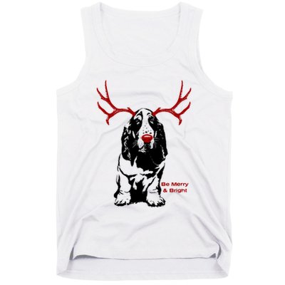 Be Merry And Bright Basset Hound Dog Christmas Tank Top