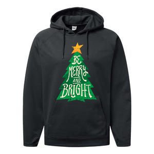 Be Merry And Bright Christmas Pajama Cool Xmas Tree Performance Fleece Hoodie