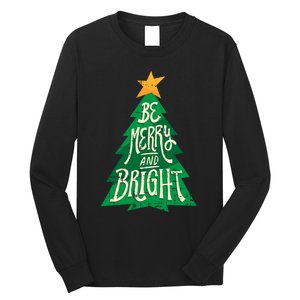 Be Merry And Bright Christmas Pajama Cool Xmas Tree Long Sleeve Shirt