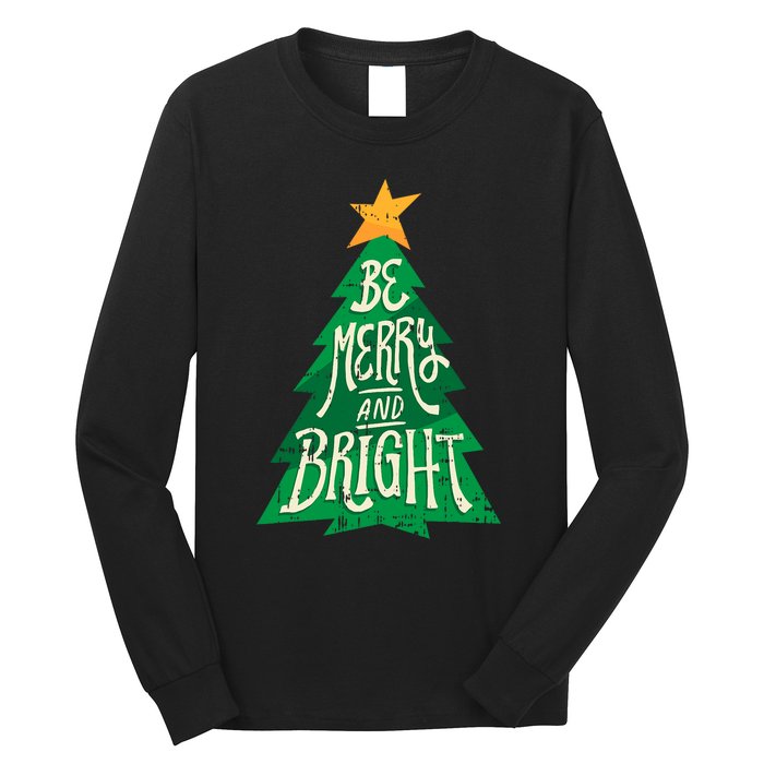 Be Merry And Bright Christmas Pajama Cool Xmas Tree Long Sleeve Shirt