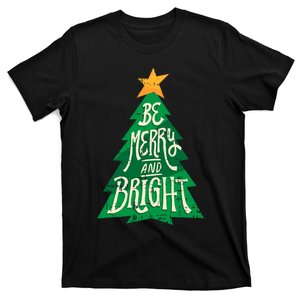 Be Merry And Bright Christmas Pajama Cool Xmas Tree T-Shirt