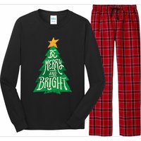 Be Merry And Bright Christmas Pajama Cool Xmas Tree Long Sleeve Pajama Set