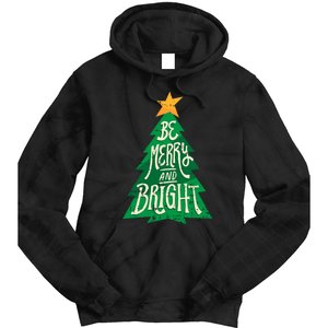 Be Merry And Bright Christmas Pajama Cool Xmas Tree Tie Dye Hoodie