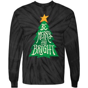 Be Merry And Bright Christmas Pajama Cool Xmas Tree Tie-Dye Long Sleeve Shirt