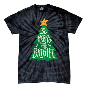 Be Merry And Bright Christmas Pajama Cool Xmas Tree Tie-Dye T-Shirt