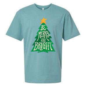 Be Merry And Bright Christmas Pajama Cool Xmas Tree Sueded Cloud Jersey T-Shirt