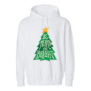 Be Merry And Bright Christmas Pajama Cool Xmas Tree Garment-Dyed Fleece Hoodie