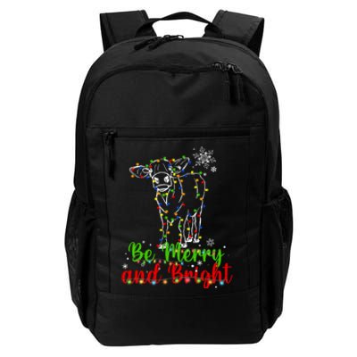 Be Merry And Bright Cow Reindeer Christmas Lights Cow Daily Commute Backpack