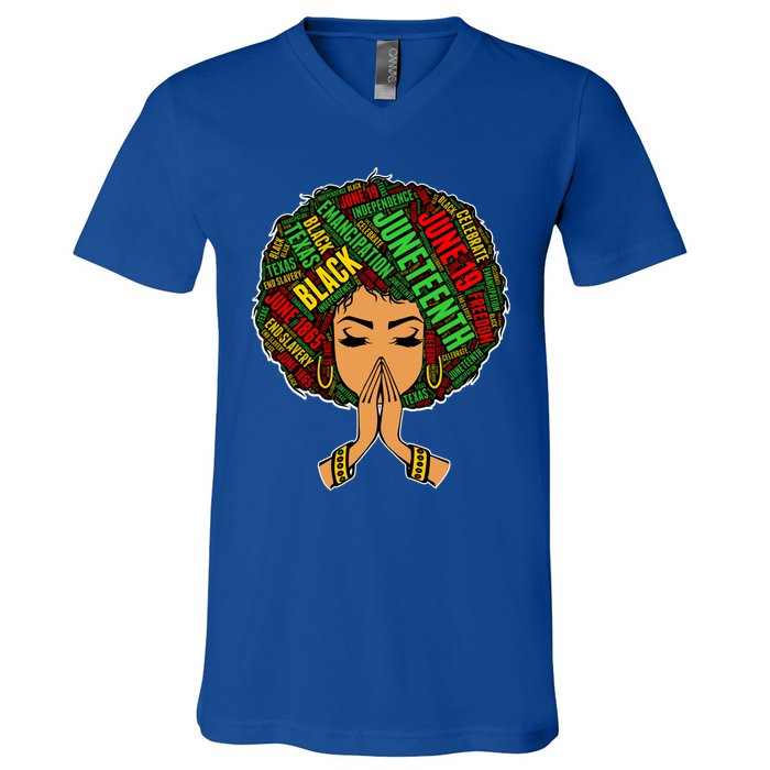 Black Magic Afro American Melanin Natural Hair Queen Gift V-Neck T-Shirt