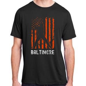 Baltimore Maryland American Flag Baseball Weathered Adult ChromaSoft Performance T-Shirt