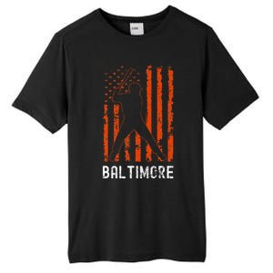 Baltimore Maryland American Flag Baseball Weathered Tall Fusion ChromaSoft Performance T-Shirt