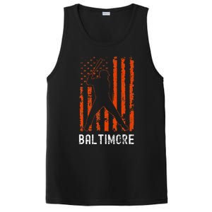 Baltimore Maryland American Flag Baseball Weathered PosiCharge Competitor Tank