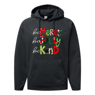 Be Merry Be Jolly Be Kind Christmas Teacher Student Xmas Pjs  Performance Fleece Hoodie