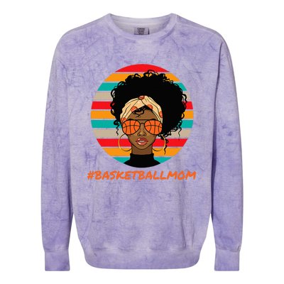 Basketball Mom Black Women African American Afro Colorblast Crewneck Sweatshirt