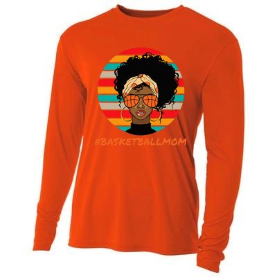 Basketball Mom Black Women African American Afro Cooling Performance Long Sleeve Crew