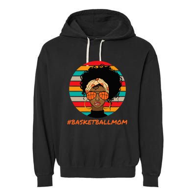 Basketball Mom Black Women African American Afro Garment-Dyed Fleece Hoodie