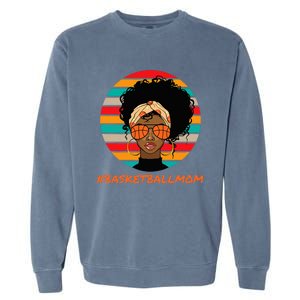 Basketball Mom Black Women African American Afro Garment-Dyed Sweatshirt