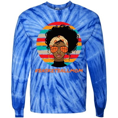 Basketball Mom Black Women African American Afro Tie-Dye Long Sleeve Shirt