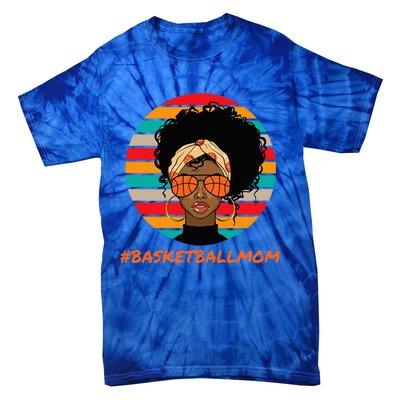 Basketball Mom Black Women African American Afro Tie-Dye T-Shirt