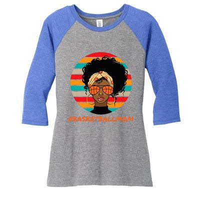 Basketball Mom Black Women African American Afro Women's Tri-Blend 3/4-Sleeve Raglan Shirt