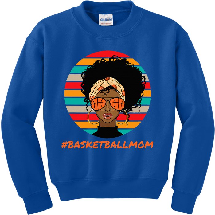 Basketball Mom Black Women African American Afro Kids Sweatshirt