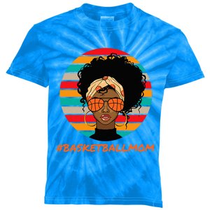 Basketball Mom Black Women African American Afro Kids Tie-Dye T-Shirt