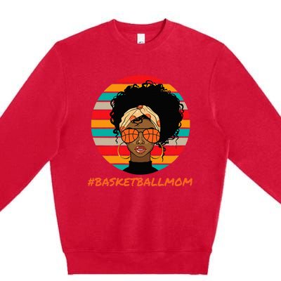 Basketball Mom Black Women African American Afro Premium Crewneck Sweatshirt