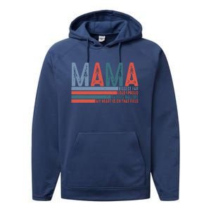 Baseball Mama Biggest Fan Loud Proud Performance Fleece Hoodie