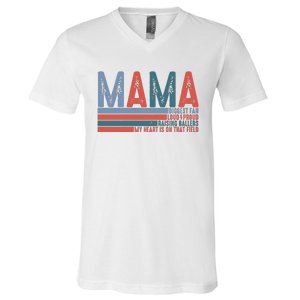 Baseball Mama Biggest Fan Loud Proud V-Neck T-Shirt