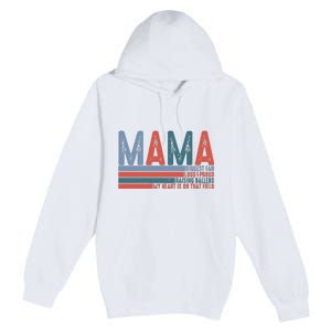 Baseball Mama Biggest Fan Loud Proud Premium Pullover Hoodie