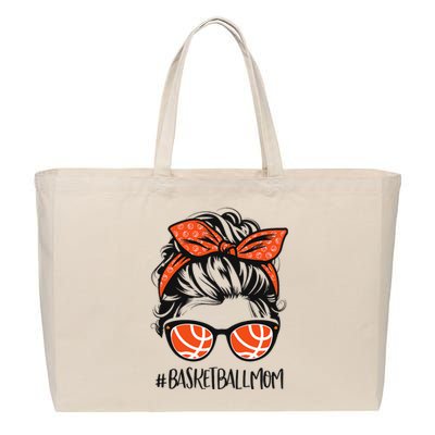 Basketball Mom Basketball Lover Mothers Day Messy Bun Cotton Canvas Jumbo Tote