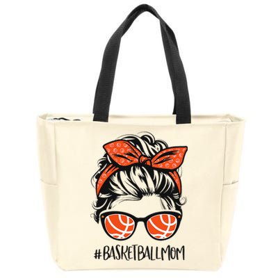 Basketball Mom Basketball Lover Mothers Day Messy Bun Zip Tote Bag