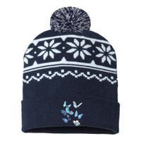 Blue Morpho Butterfly Swarm Lepidoptera Entomology USA-Made Snowflake Beanie