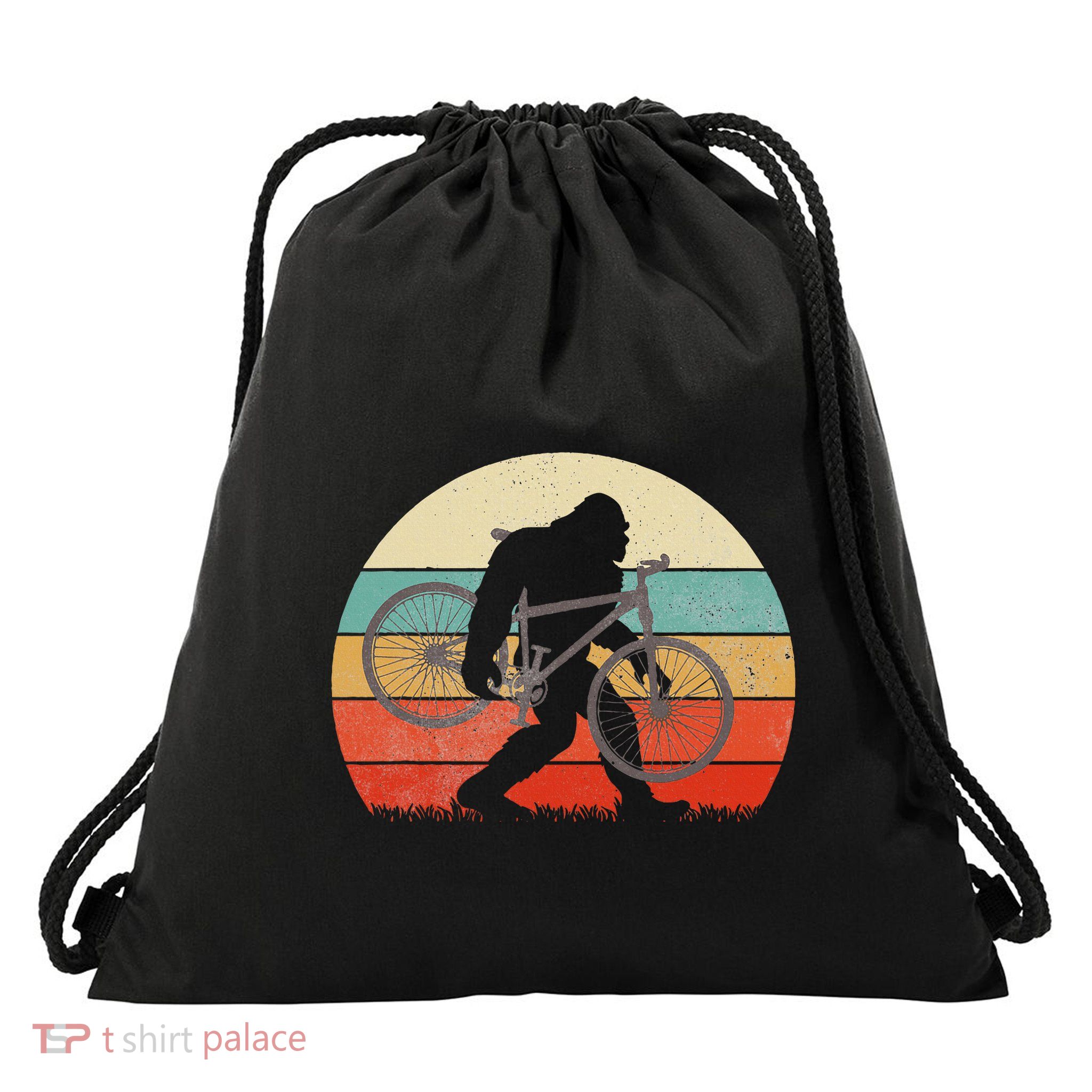 Bigfoot Mountain Bike Funny Mtb Biking Cycling Sasquatch Drawstring Bag