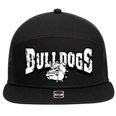 Bulldogs Mascot Back To School Team Spirit 7 Panel Mesh Trucker Snapback Hat