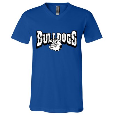 Bulldogs Mascot Back To School Team Spirit V-Neck T-Shirt