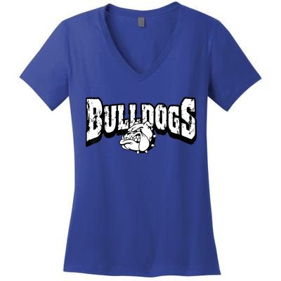 Bulldogs Mascot Back To School Team Spirit Women's V-Neck T-Shirt