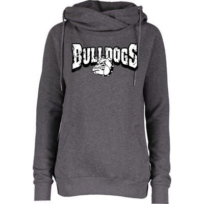 Bulldogs Mascot Back To School Team Spirit Womens Funnel Neck Pullover Hood