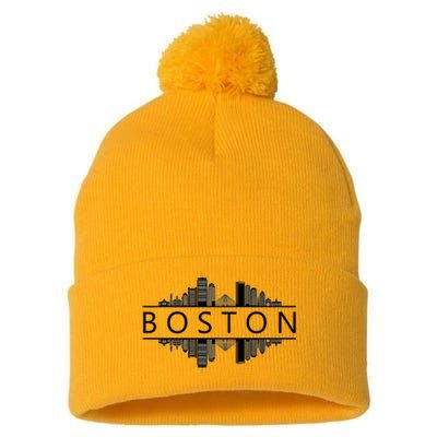 Boston Massachusetts Pom Pom 12in Knit Beanie