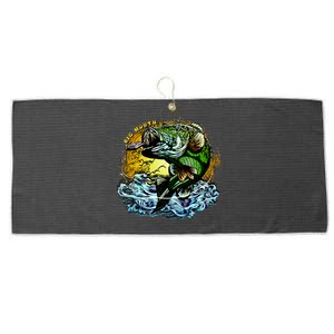 Big Mouth Bass Large Microfiber Waffle Golf Towel