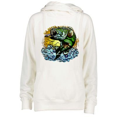 Big Mouth Bass Womens Funnel Neck Pullover Hood