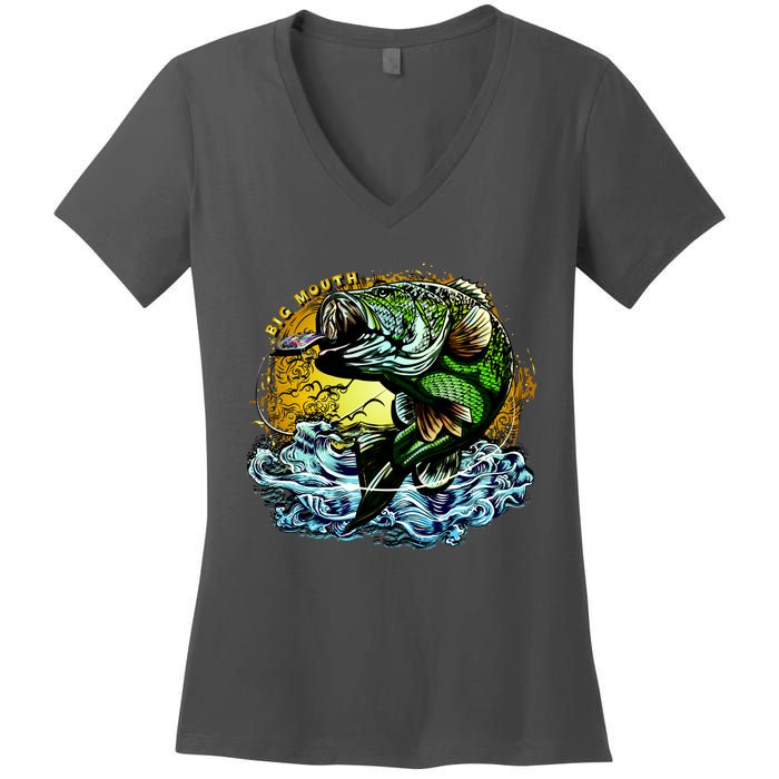 Big Mouth Bass Women's V-Neck T-Shirt