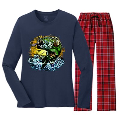 Big Mouth Bass Women's Long Sleeve Flannel Pajama Set 