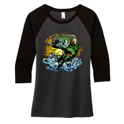 Big Mouth Bass Women's Tri-Blend 3/4-Sleeve Raglan Shirt