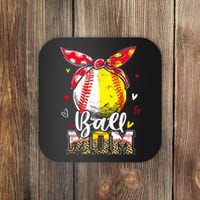 Ball Mom Baseball Softball Mom Mothers Day Mama Coaster