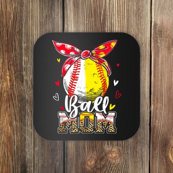 Ball Mom Baseball Softball Mom Mothers Day Mama Coaster