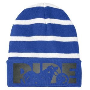 Biker Motorcycle Striped Beanie with Solid Band