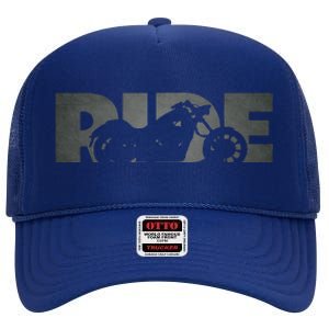 Biker Motorcycle High Crown Mesh Back Trucker Hat