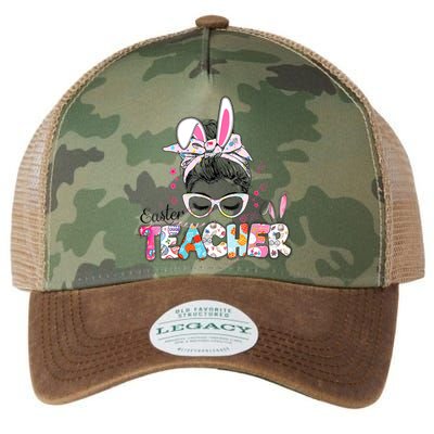 Bunny Messy Bun Easter Teacher Easter Day Girl Wo Legacy Tie Dye Trucker Hat