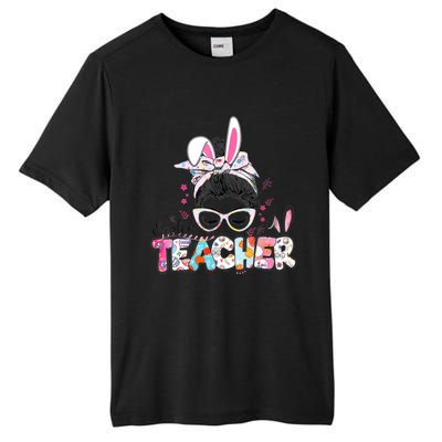 Bunny Messy Bun Easter Teacher Easter Day Girl Wo Tall Fusion ChromaSoft Performance T-Shirt